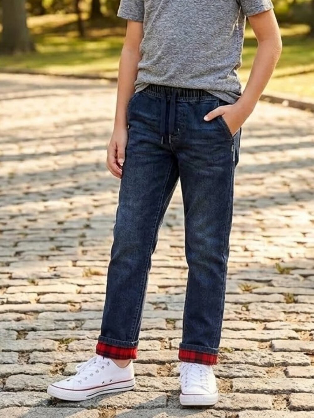 NEW Silver jeans Co Elastic Waist Drawstring Pull On Fleece Lined Nathan Pants